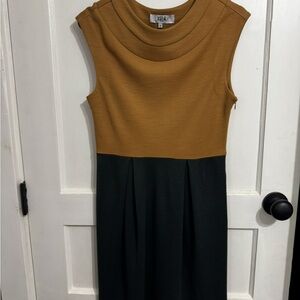 Tibi Brown and Black Midi Dress